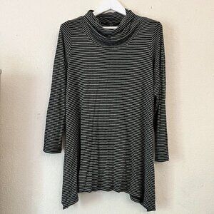 Spirithouse Womens Medium Black Striped Cowl Neck Swing Tunic Top Long Sleeve